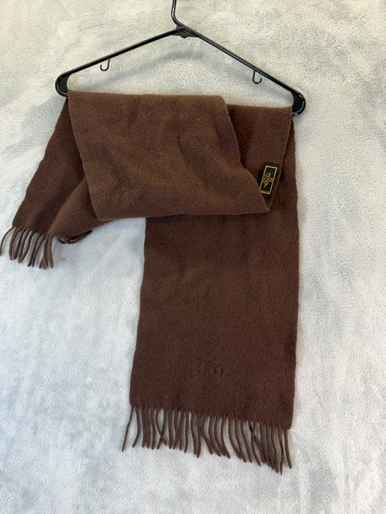 Fendi Brown Wool Scarf 48" Yellow Black Fendi Tag - Picture 3 of 6